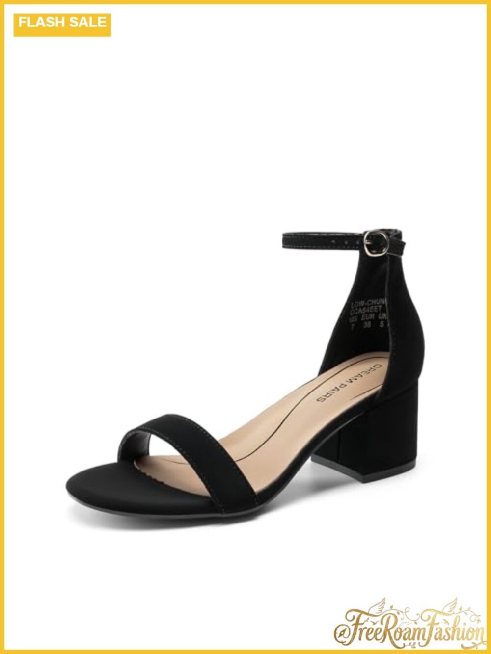 Women's Comfort Low Block Heel Sandals Faux Leather Ankle Strap Cushioned
